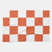Orangefarbenes und weißes Karton-Muster Geschirrtuch (Horizontal)