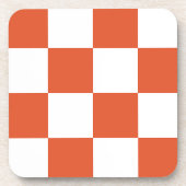 Orangefarbenes und weißes Karton-Muster Getränkeuntersetzer (Vorderseite)