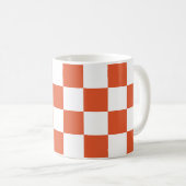 Orangefarbenes und weißes Karton-Muster Kaffeetasse (VorderseiteRechts)