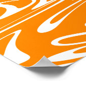 Orangefarbenes und weißes Retro-Muster. Poster (Ecke)