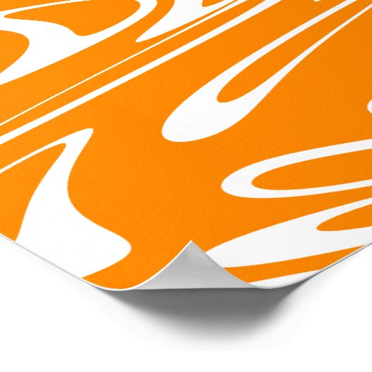 Orangefarbenes und weißes Retro-Muster. Poster (Ecke)