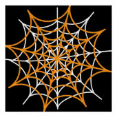 Orangefarbenes und weißes Spinnennetz Poster (Vorderseite)