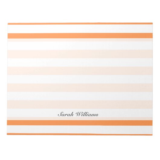 Orangefarbenes und weißes Streifenmuster Notizblock (Vorderseite)