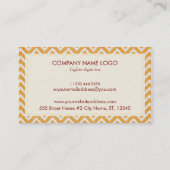 Orangefarbenes und weißes Zickzack Muster Visitenkarte (Rückseite)