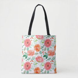 Orangefarbenes Vintages Blumenmuster Totbeutel Tasche