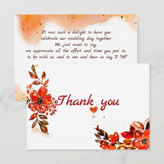 Orangefarbenes Wasser Dankeskarte (Vorne/Hinten)