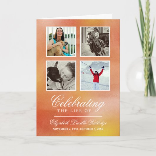 Orangefarbenes Wasser - Foto Beerdigung Programm (Vorderseite)