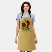Orangefarbenes Wasser große Sonnenblumen grün Schürze (Getragen)