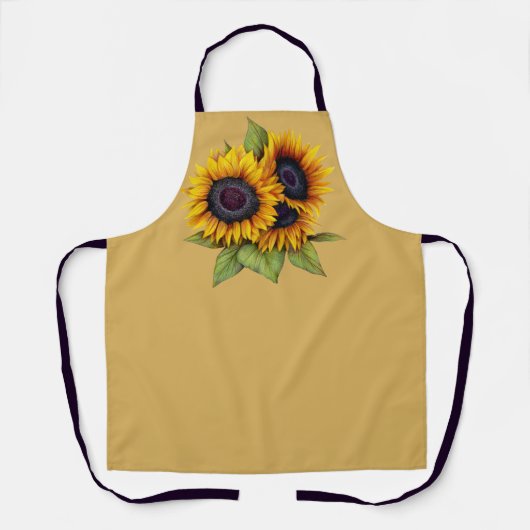 Orangefarbenes Wasser große Sonnenblumen grün Schürze (Vorderseite)