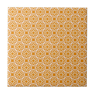 Orangefarbenes weißes geometrisches Nahtloses Must Fliese