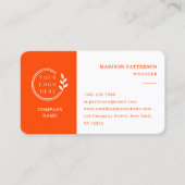 Orangefarbenes weißes Logo QR-Code Minimalistisch  Visitenkarte (Vorderseite)