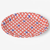 Orangefarbenes weißes Muster, Aqiqah Babydusche Pappteller (Schrägansicht)