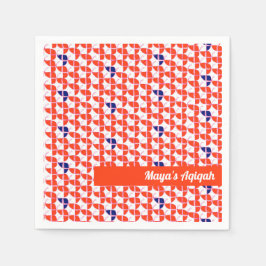 Orangefarbenes weißes Muster, Aqiqah Babydusche Serviette