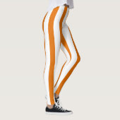 Orangefarbenes weißes Raster Halloween-Kostüm Leggings (Rechts)