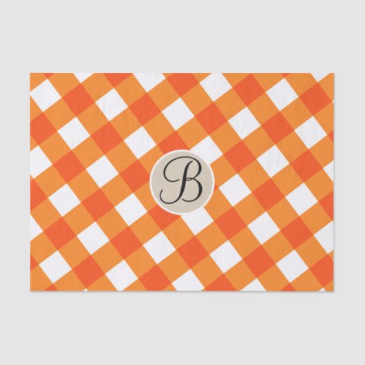 Orangefarbenes weißes Rustikales Fall Monogramm Seidenpapier (Vorderseite)