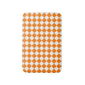 Orangefarbenes weißes Schachbrett Diamantmuster Badematte (Vorderseite Vertikal)