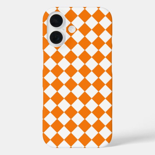 Orangefarbenes weißes Schachbrett Diamantmuster Case-Mate iPhone Hülle (Rückseite)