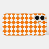 Orangefarbenes weißes Schachbrett Diamantmuster Case-Mate iPhone Hülle (Rückseite (Horizontal))