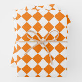 Orangefarbenes weißes Schachbrett Diamantmuster Geschenkpapier Set (Beispiel)