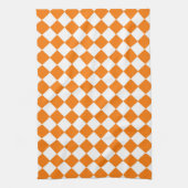 Orangefarbenes weißes Schachbrett Diamantmuster Geschirrtuch (Vertikal)