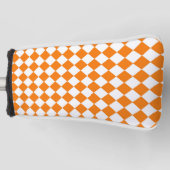 Orangefarbenes weißes Schachbrett Diamantmuster Golf Headcover (Vorderseite)