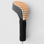 Orangefarbenes weißes Schachbrett Diamantmuster Golf Headcover (angewinkelt)