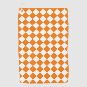 Orangefarbenes weißes Schachbrett Diamantmuster Golfhandtuch