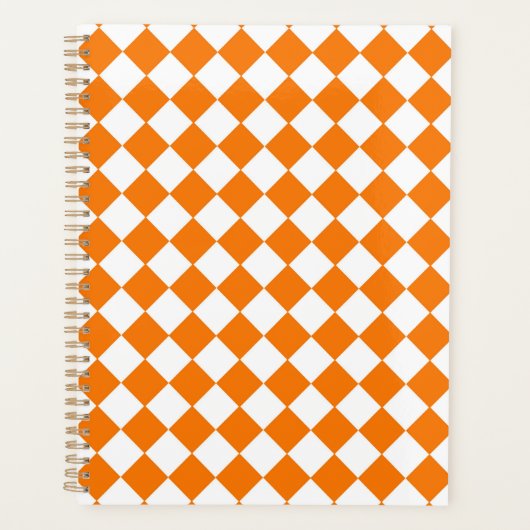 Orangefarbenes weißes Schachbrett Diamantmuster Planer (Vorderseite)