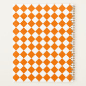 Orangefarbenes weißes Schachbrett Diamantmuster Planer (Rückseite)