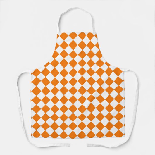 Orangefarbenes weißes Schachbrett Diamantmuster Schürze (Vorderseite)