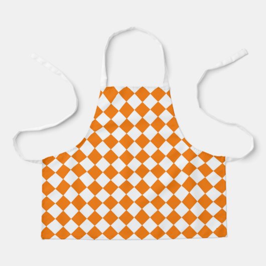 Orangefarbenes weißes Schachbrett Diamantmuster Schürze (Vorderseite)