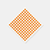 Orangefarbenes weißes Schachbrett Diamantmuster Serviette (Ecke)