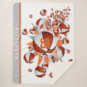 Orangefarbenes weißes Sportdekor mit Basketballblo Sherpadecke (Vorderseite)