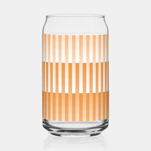 Orangefarbenes weißes Streifenmuster Dosenglas (Rückseite)