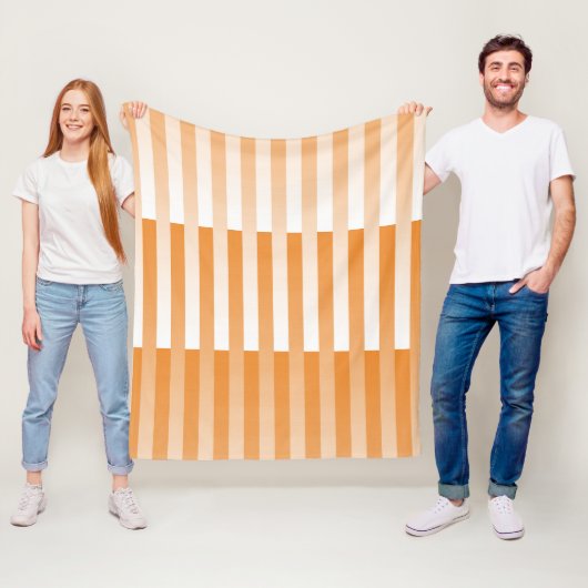 Orangefarbenes weißes Streifenmuster Fleecedecke (Beispiel)