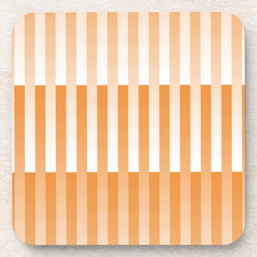 Orangefarbenes weißes Streifenmuster Getränkeuntersetzer (Vorderseite)