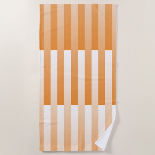 Orangefarbenes weißes Streifenmuster Strandtuch (Vorderseite)