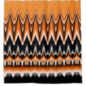 Orangefarbenes weißes und schwarzes Design Duschvorhang (Vorderseite)