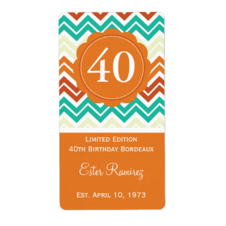 Orangefarbenes Zickzack Weinetikett (375 ml)