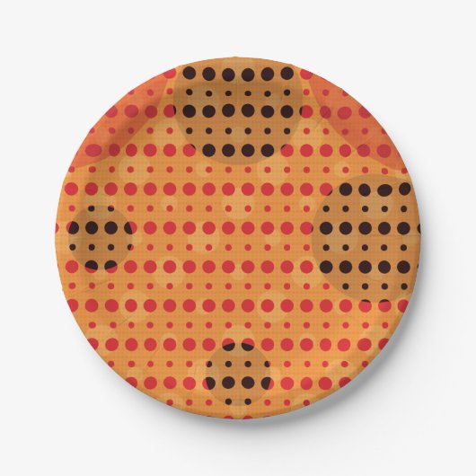Orangefärbte Abstrakte Polka-Punkte (dunkel) g9 Pappteller (Vorderseite)