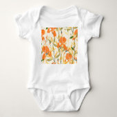 Orangefärbte Reisen: nahtlose Blumenmuster Baby Strampler (Vorderseite)