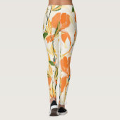 Orangefärbte Reisen: nahtlose Blumenmuster Leggings (Rückseite)