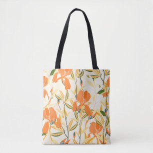 Orangefärbte Reisen: nahtlose Blumenmuster Tasche