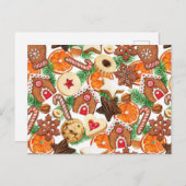 Orangefärbte Weihnachtskekse und Bonbons Postkarte (Vorne/Hinten)