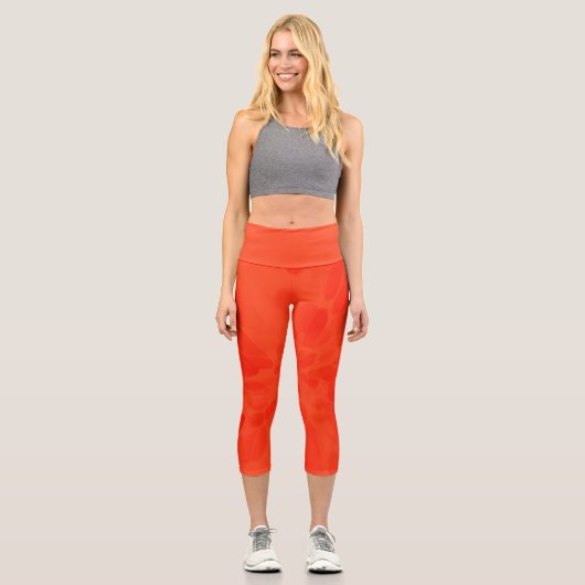 Orangefärbter Krawatte Capri Leggings (Vorderseite)