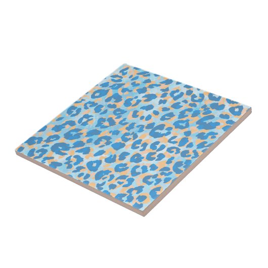 Orangefärbter und blau gestrichener Leopard Fliese (Seite)