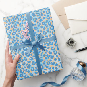 Orangefärbter und blau gestrichener Leopard Geschenkpapier