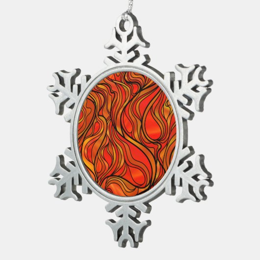 Orangefärbtes Glas Abstrakt Schneeflocken Zinn-Ornament (Rechts)