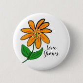 Orangegelbe Blume Button (Vorderseite)