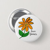 Orangegelbe Blume Button (Vorne & Hinten)